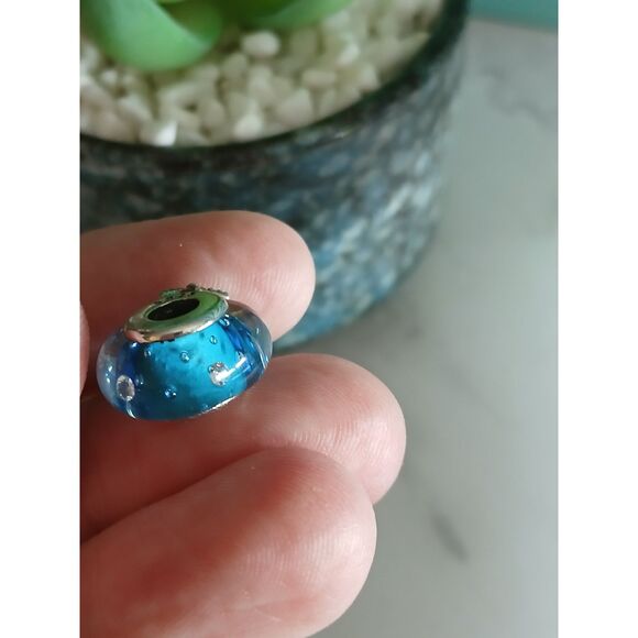 Blue Murano Glass Seashell & Starfish Charm S925 Sterling Silver Universal Fit - Picture 9 of 10